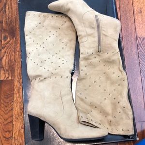 Faux suede taupe tall boots